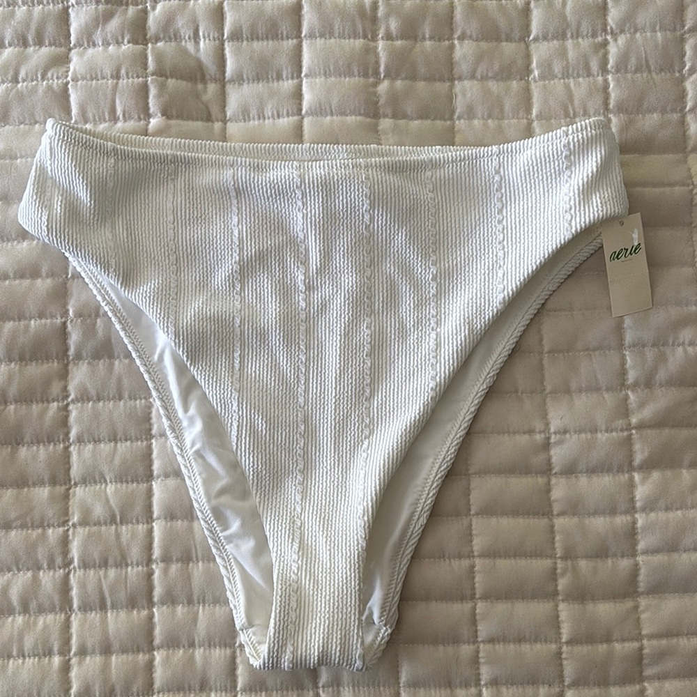Aerie Ribbed White Swim Bottom NWT
